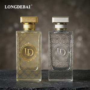 Botella de Perfume Rectangular de Vidrio Transparente de Lujo al por Mayor, Vacía, con Tapa Plateada y Atomizador, Cuadrada, 30ML 50ML 80ml 100ML - Product Image 5