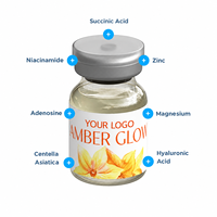 Private Label Amber Glow Gesichtsserum mit Niacinamid, Hyaluronsäure und Succinsäure, Individuelles Logo, Hautpflege-Fläschchen