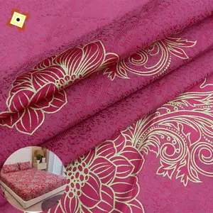 100%Polyester Fabric Polyester Felt Fabric For Mattress Polyester Printed Mattress Fabric Gold Powder Printed mattress ticking