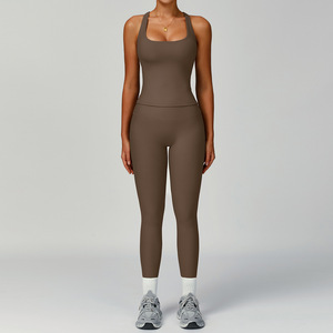 Womens Seamless Yoga Set for Autumn Leggins Yoga Para Mujer Slim Fit Zip-Up Yoga Jacket Running Gym Clothes <strong>Unitard</strong> - Product Image 4