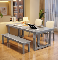 Table de bureau moderne en bois massif, grain de frêne, avec base en H, pour la maison et le bureau (vente en gros)