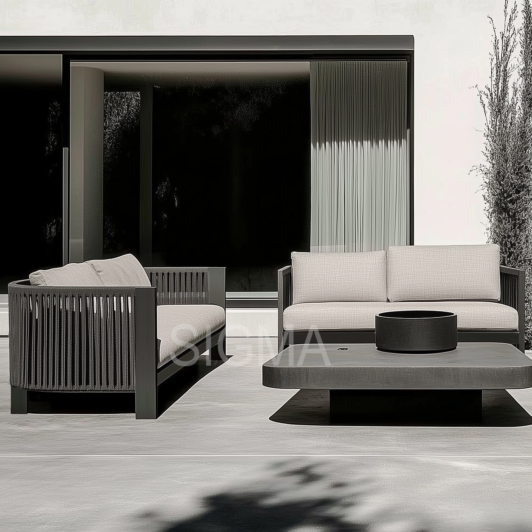 Simple Comfortable Design Patio Garden Combine Sofa Rope Leisure Sofa Outdoor Furniture Aluminum Frame Rope Sofa Set