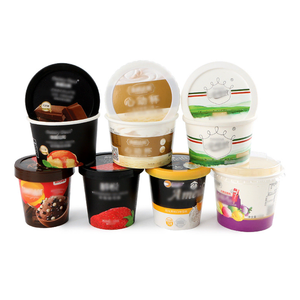 Bol en papier jetable pour crème glacée, récipient, tasse, bol à salade, bol rond en papier <span class=keywords><strong>avec</strong></span> couvercle en gros - Product Image 2