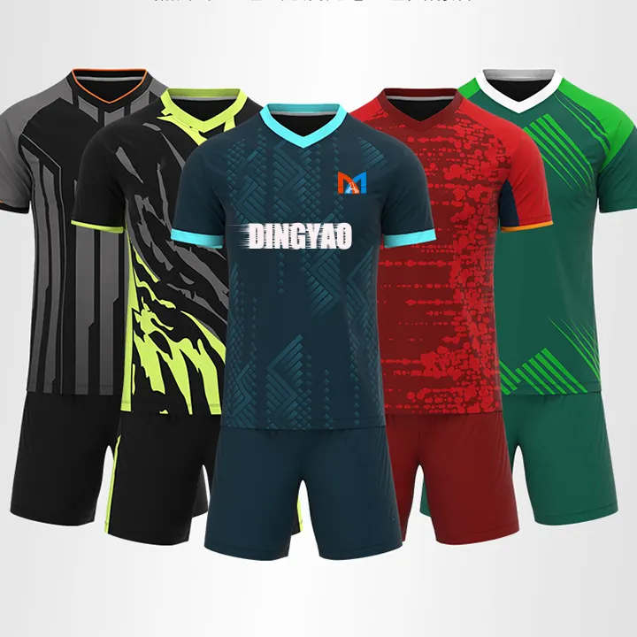 Latest fashion design custom soccer jersey set mesh football jersey no logo soccer jersey
