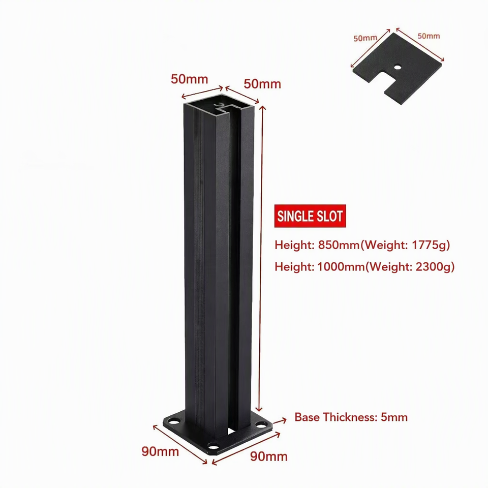 Aluminum Railing Post 2.0mm Internal Groove Glass Balustrade Post ...
