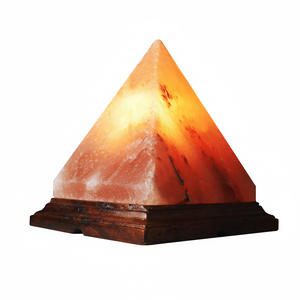 Elegant Heart-Shaped Himalayan Pink Salt Pyramid <b>Lamp</b> with Wooden Base for Stylish <b>Love</b> Decor and Natural Crafts - Product Image 1