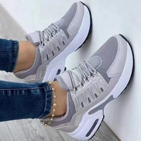 Baskets compensées à plateforme, nouvelle mode, grande taille, chaussures de sport décontractées pour femmes, à lacets, en maille respirante, vulcanisées