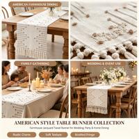 Chemins de table en macramé tissés en coton naturel, longs, écologiques, durables, personnalisables pour la décoration de maison moderne, de ferme ou de mariage