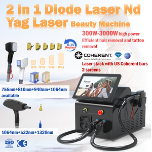 다이오드 레이저와 야그 레이저 2 In 1 복합기, 808nm/810nm/940nm/755nm/1064nm/532nm/1320nm 파장 LY16 레이저 제모기, 15.6인치, 300W/3000W - Product Image 2