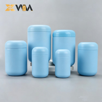Pot en plastique rond à toucher doux mat, avec couvercle bicolore personnalisé, pour poudre protéinée, complément alimentaire, emballage de stockage