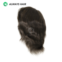 FW63- 6 "hommes perruque de cheveux dentelle et PU Base indien cheveux humains pleine tête perruque
