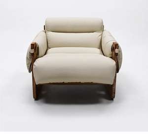 Chinese <b>Retro</b> Recliner Chair with Armrests Vintage Upholstered Leisure Lounge Chair - Product Image 2