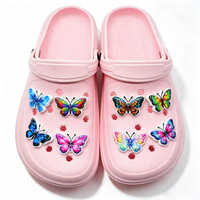 Breloques Papillon pour Chaussures à Impression UV, Cadeau Promotionnel, Souvenir, Décoration Féminine pour Chaussures, Breloques Papillon Colorées Style Peinture à l'Huile pour Sabots