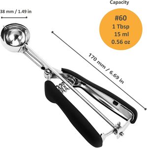 Cuchara para Galletas de Acero Inoxidable 18/8, Cuchara para Helado de 1 Cucharadita/15 ml, Cuchara para Galletas para Hornear, Cuchara para Helado con Liberación por Gatillo - Product Image 2
