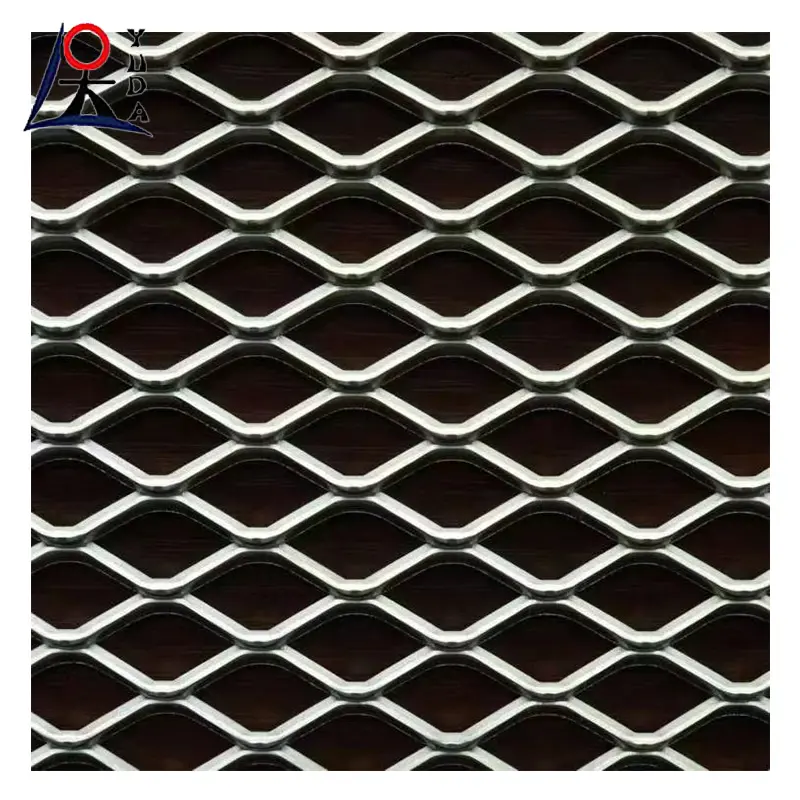 Maille de sécurité en métal déployé de calibre 9 forme de diamant façade extérieure grille en aluminium surélevée maille en métal déployé