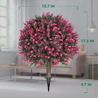 Huaien Artificiel Buis Topiaire Boule Arbre avec Piquet de Sol Extérieur Intérieur Faux Arbuste Buissons à Feuilles Persistantes Plante en Pot
