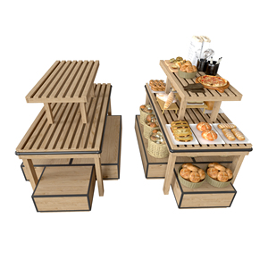 Estante de Exhibición de Madera de Doble Cara para Supermercado, Panel de Exhibición Ligero, Mueble para Panadería, Tamaño Personalizado - Product Image 3