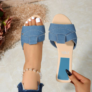 Sandali di Lusso Scintillanti Comodi, Ciabatte Piatte Intrecciate, Calzature Lucide da Donna, Sandali Glitterati Estivi di Design - Product Image 2