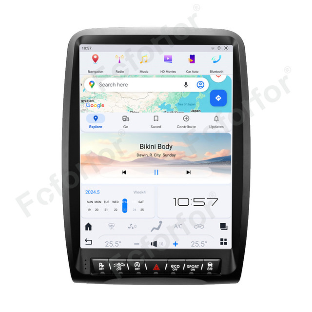 Foforfor 13.8" Carplay for Dodge Ram 2013-2024 Car GPS Navigation Multimedia Video Player Display Screen Audio Stereo Head Unit