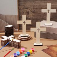 Croix en bois à peindre soi-même, autoportante, vierge, pour la première communion, le baptême, l'église, la maison, l'autel, la table