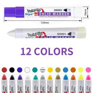 Pennarello a Punta Piatta Sipa SD001 6mm, Inchiostro Permanente <span class=keywords><strong>per</strong></span> <span class=keywords><strong>Tessuti</strong></span>, Carta, Metallo, Ceramica, Vetro, Plastica, Marcatore Colorato - Product Image 2