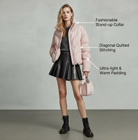 Veste bomber matelassée réversible imperméable et coupe-vent pour femme, en nylon respirant, avec logo personnalisé imprimé, à capuche
