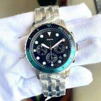 Montre Chronographe Homme Sportive en Gros, Lunette Rotative Bleue, Logo Personnalisé FS5827, Montre-Bracelet à Quartz en Acier Inoxydable pour Homme