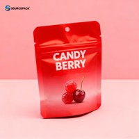 Sachet d'emballage de bonbons personnalisé avec logo, à fermeture éclair refermable et trou de suspension, vente chaude