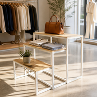 Ensemble de tables gigognes style industriel, cadre en métal noir, table d'appoint empilable à 3 niveaux, décoration d'intérieur boutique