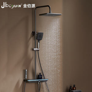 Jboyuan Shower Set With Piano Key Control Digital Display Tempered Glass Shelf Ambient Light Top Spray - Product Image 4