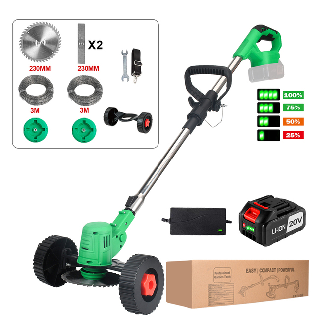 Agricultural Machinery DIY Cordless Electric Weed Eater Grass Trimmer 850W Telescopic Folding Handle 20V 2.0Ah Battery Included