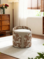 Tabouret de maquillage et chaise de coiffeuse en tissu imprimé style rétro français Donna pour chambre, maison d'hôtes, appartement, mobilier de maison