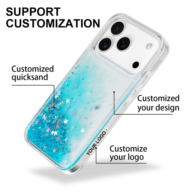 Luxury Bling Liquid Glitter Waterproof Shockproof Sand Custom Quicksand Phone Case for 16 17 Pro Max