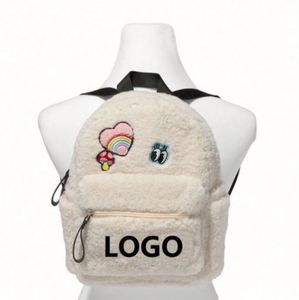 #TRENDING Hot Selling Custom Embroidery Plush School Bag Fashion <b>Backpack</b> Furry Fleece Children <b>Backpack</b> - Product Image 1