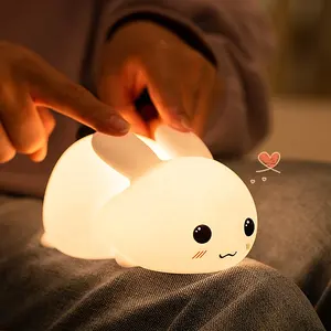 Soft Silicone Baby Nursery Night Light Remote Control And Tap Control Cute Rabbit Dimmable Night Light For Kids