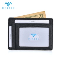 Dompet Kartu Kulit Asli Tipis Anti RFID dengan Pola Embos Tanpa Penutup untuk Kartu Kredit & Identitas