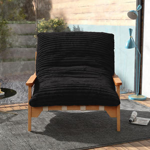 Sillón Atunus Nórdico de una Plaza, Sofá Perezoso de Madera Maciza, <span class=keywords><strong>Relleno</strong></span> de Esponja, Sillón Negro con Reposabrazos Dobles - Product Image 2
