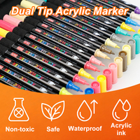 Marqueur acrylique double tête 72 couleurs, imperméable, pointe pinceau souple et pointe fine, avec étui CD, ensemble de marqueurs acryliques pour le dessin et l'artisanat