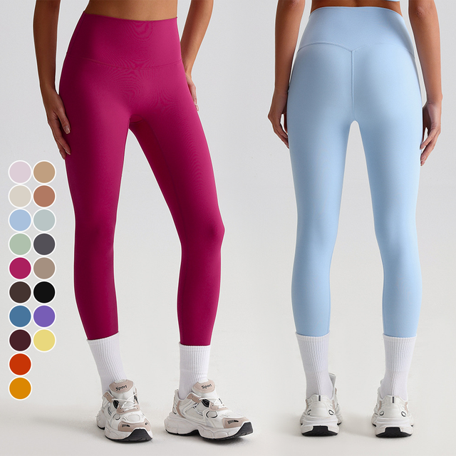 Women's High-Waisted Yoga Pants Elastic Fitness Sports Leggings with Height-Lifting Effect Solid Color