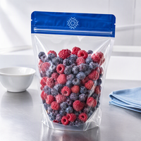 Sachet Doypack transparent pour baies surgelées avec fermeture refermable et visibilité complète du produit pour les marques d'épicerie haut de gamme
