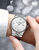 Reloj de Lujo de Marca Privada de Alta Calidad, Logotipo Personalizado en la Esfera, 5ATM, Luminoso, de Acero Inoxidable, Reloj de Cuarzo para Hombre