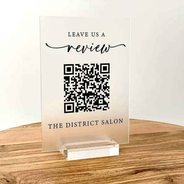 Aangepaste Acryl Qr Code Houder Stand Desktop Acryl Barcode Scanner Houder Gepersonaliseerde Acryl Barcode Teken Houder