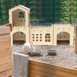 Wood Rabbit Cage Nest Wood Pet Miniature House Wooden Rabbit House