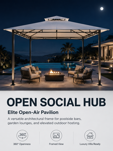 Gazebo en acier robuste <span class=keywords><strong>de</strong></span> 40x40 mm avec toit double, couleur RAL personnalisée, pour villa, <span class=keywords><strong>jardin</strong></span>, complexe hôtelier, <span class=keywords><strong>terrasse</strong></span> commerciale, pavillon, <span class=keywords><strong>abri</strong></span> - Product Image 4