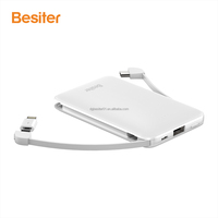Cargador portátil de alta calidad con cable de 2022 mah, Micro banco de energía tipo C, tamaño mini ultrafino con logotipo personalizado, 5000