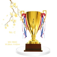 MD-1862 Grand Trophée de Basketball de Football Sportif Pleine Base en Bois Métallique Or Argent Lettrage Atmosphère Personnelle Attractive