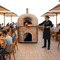 Four à pizza napolitain portable au gaz et au bois pour l'extérieur, le jardin, le camping, en acier inoxydable, avec pierre à pizza