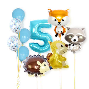 Renard <span class=keywords><strong>de</strong></span> dessin animé, hérisson, écureuil, ensemble <span class=keywords><strong>de</strong></span> ballons <span class=keywords><strong>de</strong></span> raton laveur ballons combinés numériques bleus pour <span class=keywords><strong>la</strong></span> décoration <span class=keywords><strong>de</strong></span> fête d'anniversaire des enfants - Product Image 5