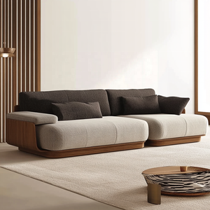 Sofá Seccional de plumas de 3 plazas <span class=keywords><strong>Beige</strong></span> nórdico, sofás tapizados de <span class=keywords><strong>tela</strong></span> cuadrada para uso en apartamentos, hoteles y villas - Product Image 5