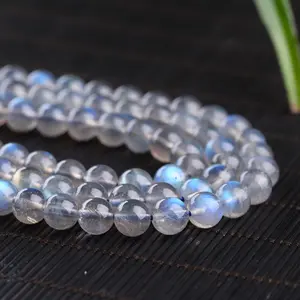 AAA Natural Precious Gemstone Polished Loose Round Beads Reflective Blue Light Labradorite